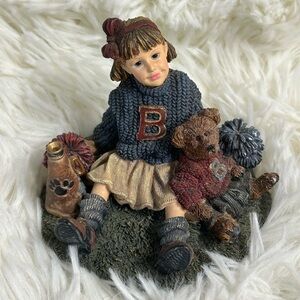 Boyds Bears Girl and Teddy Figurine - Blue and Brown